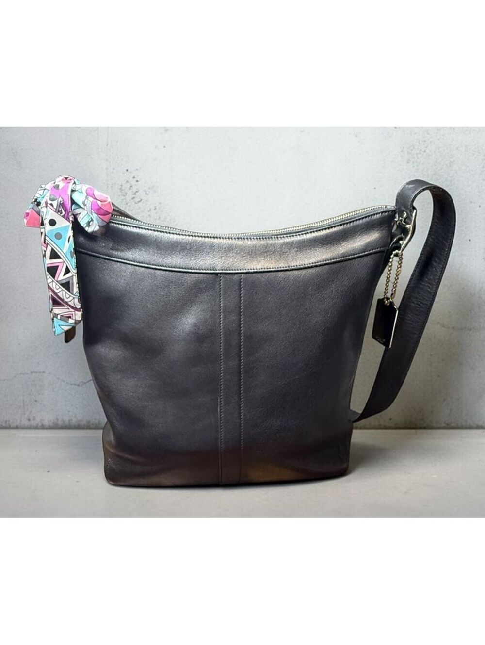 Coach Vintage Legacy Slim Duffle 9188 Black Leather Shoulder Crossbody Bag